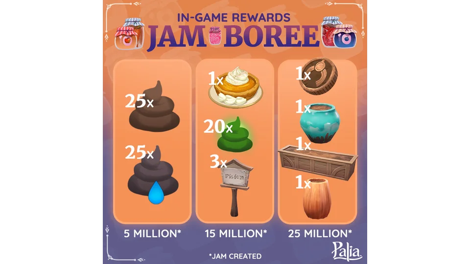 In Game Rewards - Palia | palia jam-boree event details, palia community crafting challenge