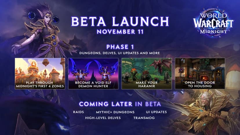 World of Warcraft Midnight Beta Test Begins November 11